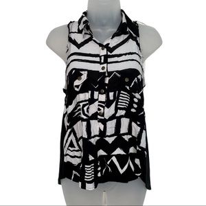 Seneca Rising Black White Sleeveless Blouse Design
